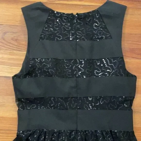 Cynthia Rowley Black Sequin Striped Cocktail Dress Womens Size 4 Sleeveless LBD - Picture 10 of 13